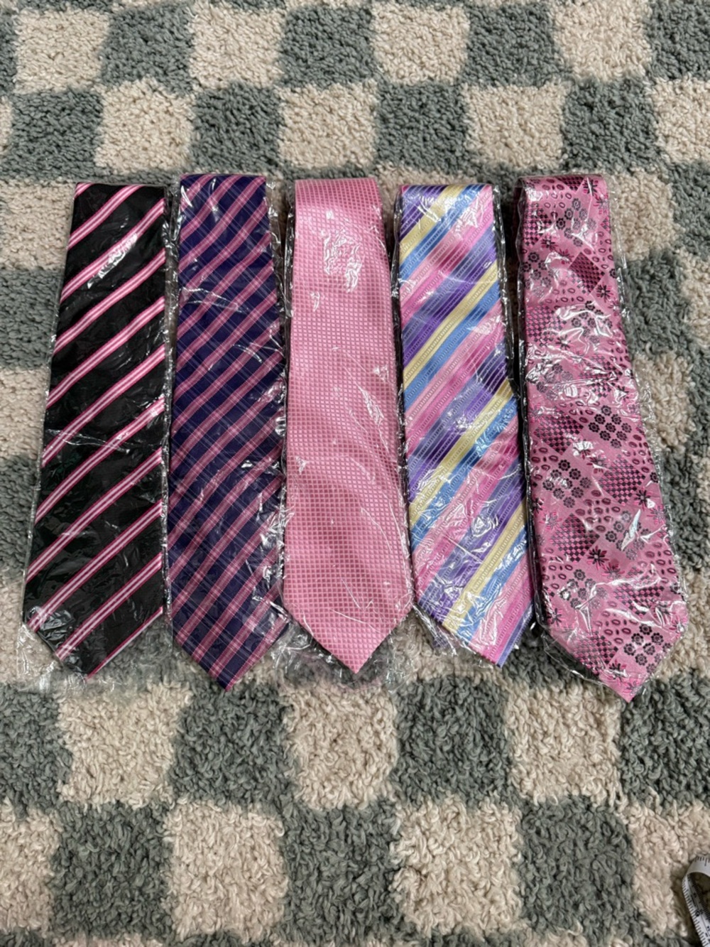 KAI LONG NWT 100% Silk Handmade Lot of FIVE Men’s Neckties Pink Career Preppy